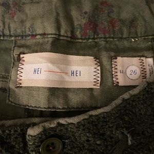 Anthropologie Hei Hei green linen roll up pant size 26